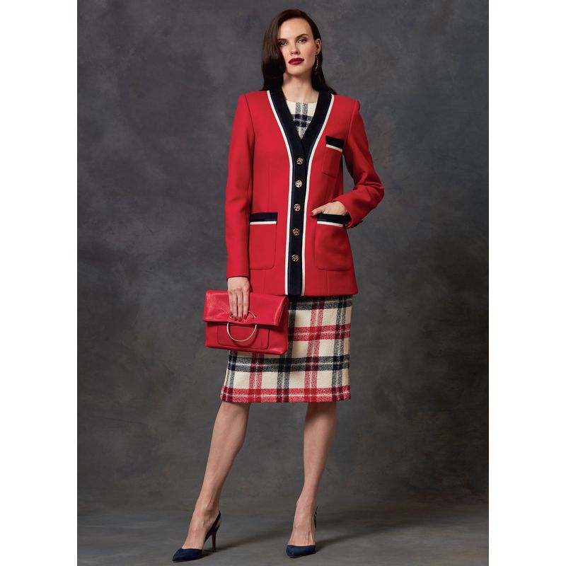 Patron Vogue 1643 A5 - Ensemble boutonné et jupe plissé