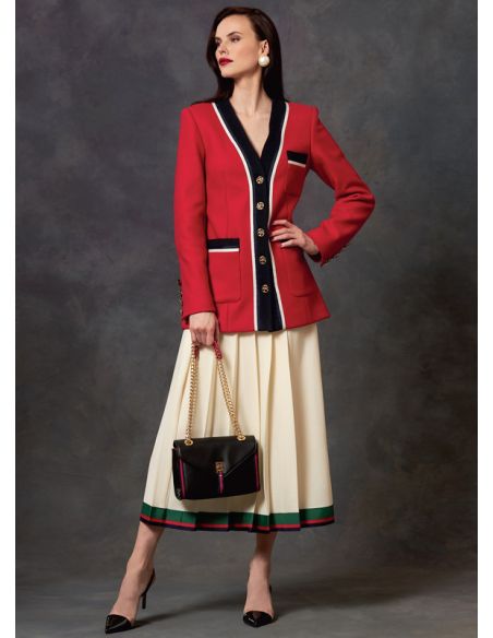 Patron Vogue 1643 E5 - Ensemble boutonné et jupe plissé