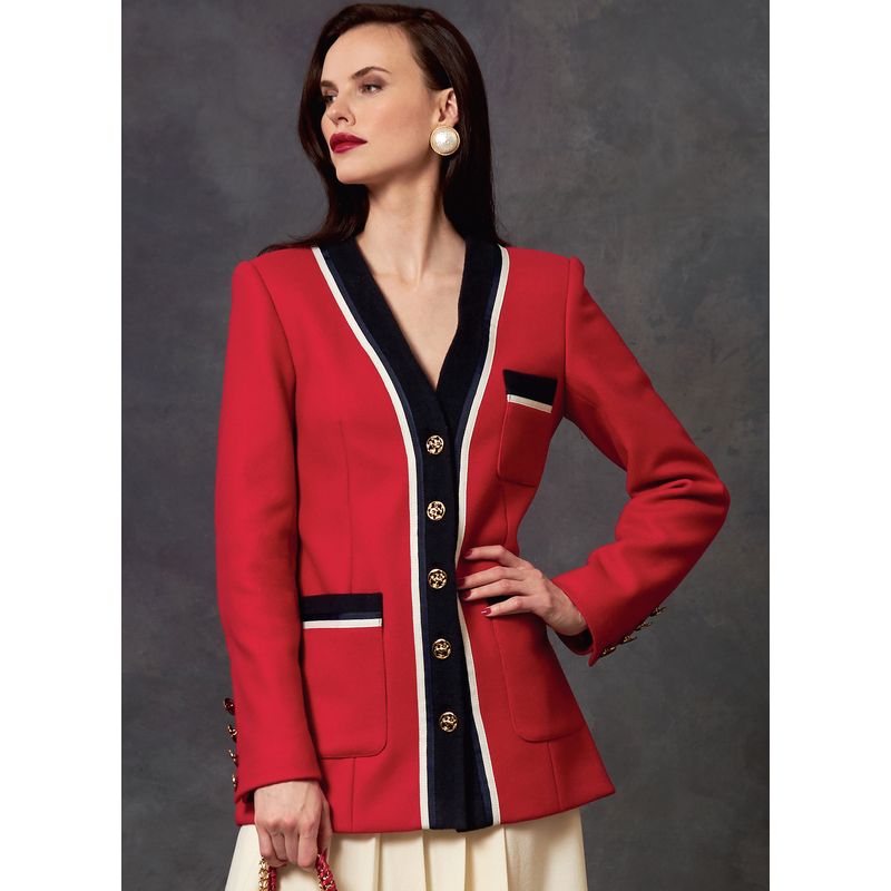 Patron Vogue 1643 E5 - Ensemble boutonné et jupe plissé