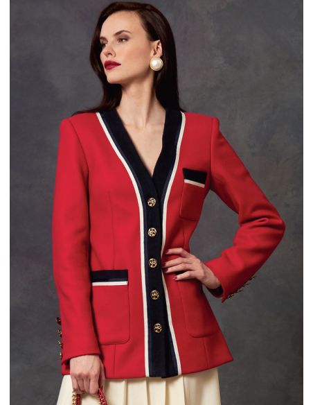 Patron Vogue 1643 E5 - Ensemble boutonné et jupe plissé