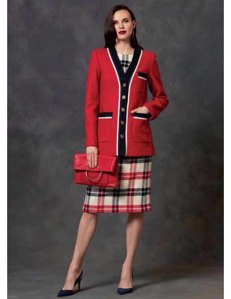 Patron Vogue 1643 E5 - Ensemble boutonné et jupe plissé