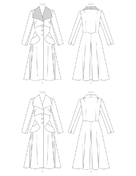 Patron Vogue 1669 A5 -Manteau Femme Doublé