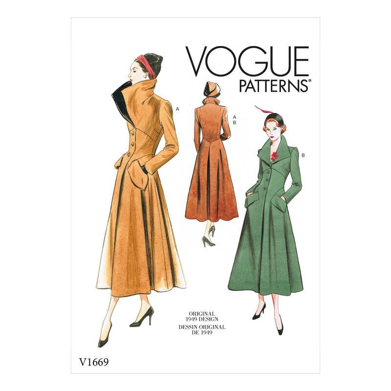 Patron Vogue 1669 E5 -Manteau Femme Doublé