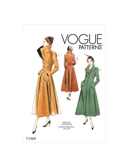 Patron Vogue 1669 E5 -Manteau Femme Doublé