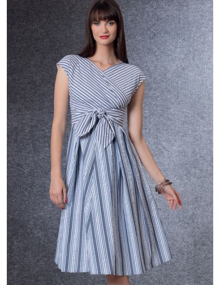 Patron Vogue 1795 A5 - Robe à corsage entrecroisé et ceinture nouer