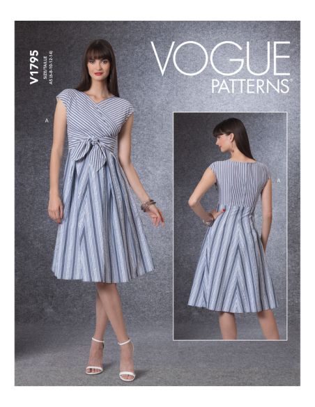 Patron Vogue 1795 E5- Robe à corsage entrecroisé et ceinturenouer