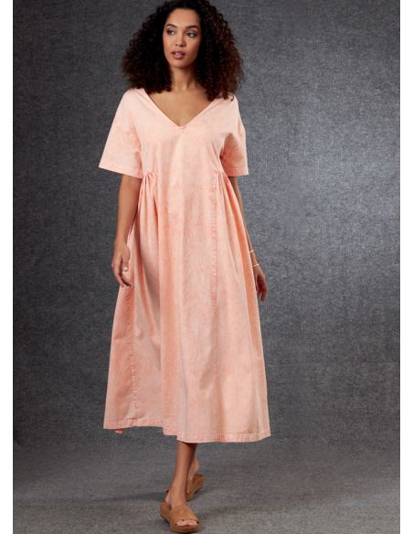 Patron Vogue 1799 Y - Robe évasée à col V avec fronces
