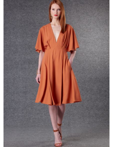Patron Vogue 1801 Y - Robe évasée à col V avec couture sous-buste