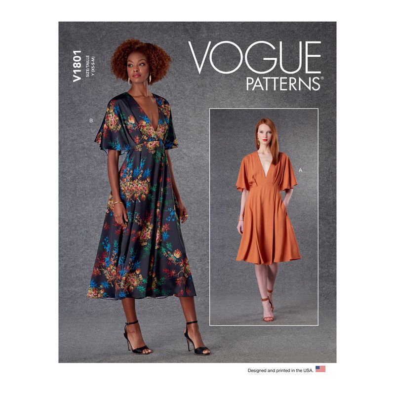 Patron Vogue 1801 ZZ - Robe évasée à col V avec couture sous-buste