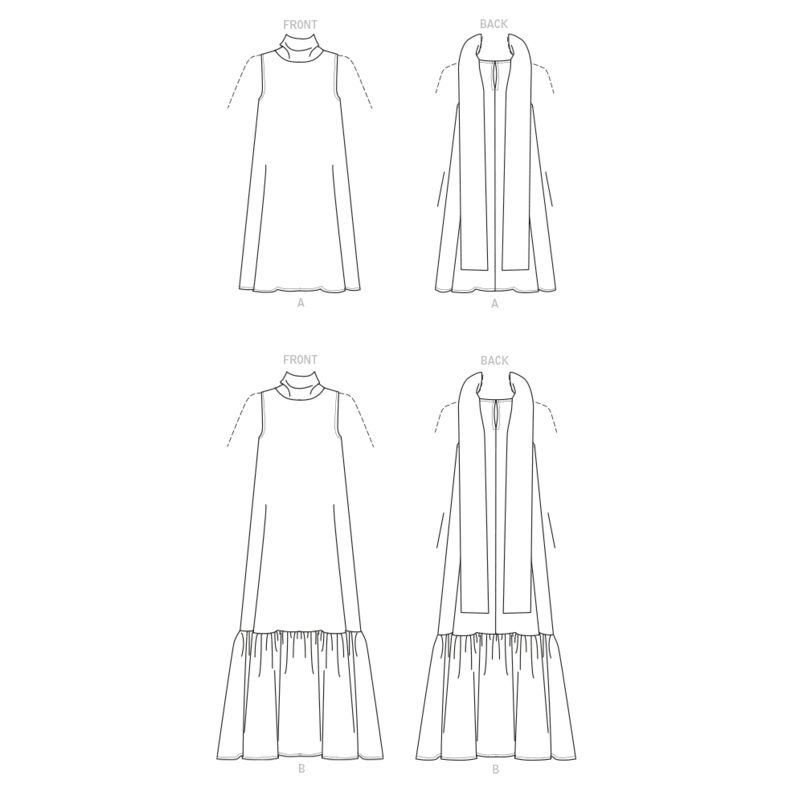 Patron Vogue 1802 A - Robe évasée avec col montant et lien noué à l'arrière