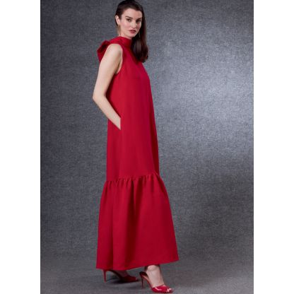 Patron Vogue 1802 A - Robe évasée avec col montant et lien noué à l'arrière 2