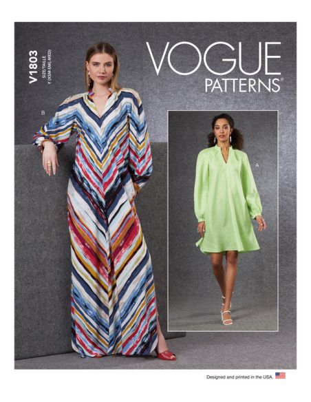 Patron Vogue 1803 Y - Robe évasée avec col montant et manches raglan volumineuses