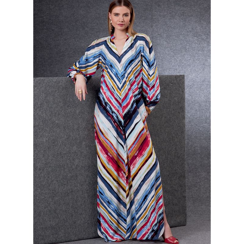 Patron Vogue 1803 Y - Robe évasée avec col montant et manches raglan volumineuses