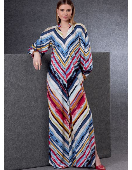 Patron Vogue 1803 Y - Robe évasée avec col montant et manches raglan volumineuses