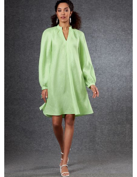 Patron Vogue 1803 ZZ - Robe évasée avec col montant et manches raglan volumineuses