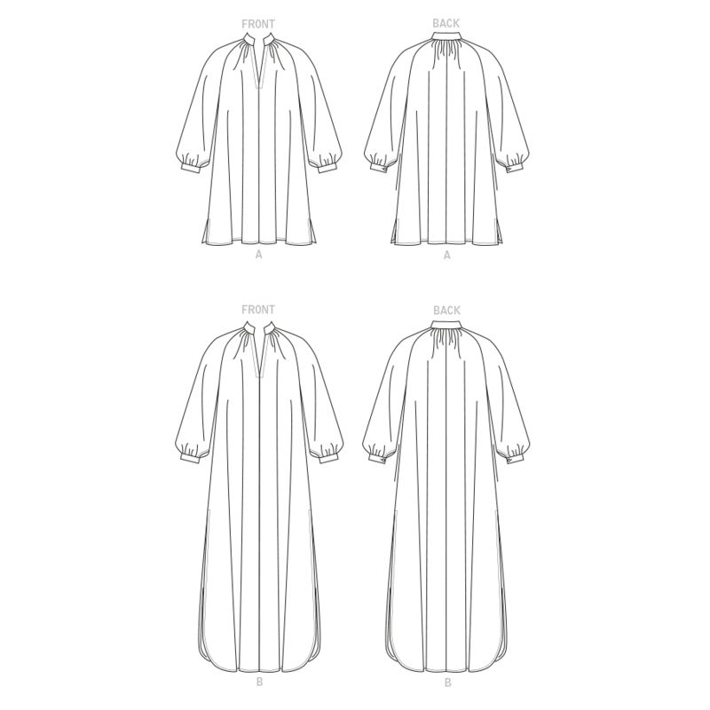 Patron Vogue 1803 ZZ - Robe évasée avec col montant et manches raglan volumineuses