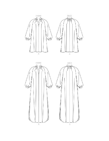 Patron Vogue 1803 ZZ - Robe évasée avec col montant et manches raglan volumineuses