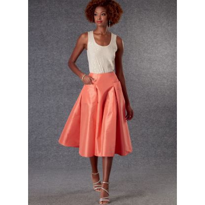 Patron Vogue 1813 F5 - Jupe évasée à plis avec poches frontales 2