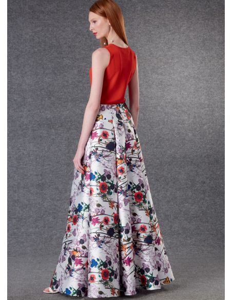 Patron Vogue 1813 F5 - Jupe évasée à plis avec poches frontales