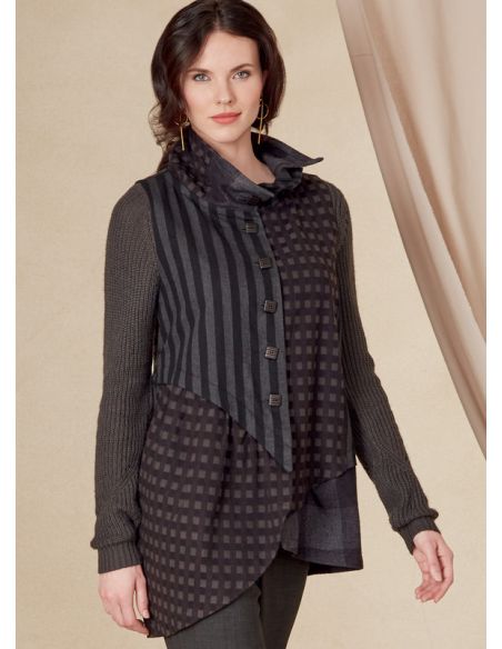 Patron Vogue 1817 B5 - Veste femme asymétrique avec col montant