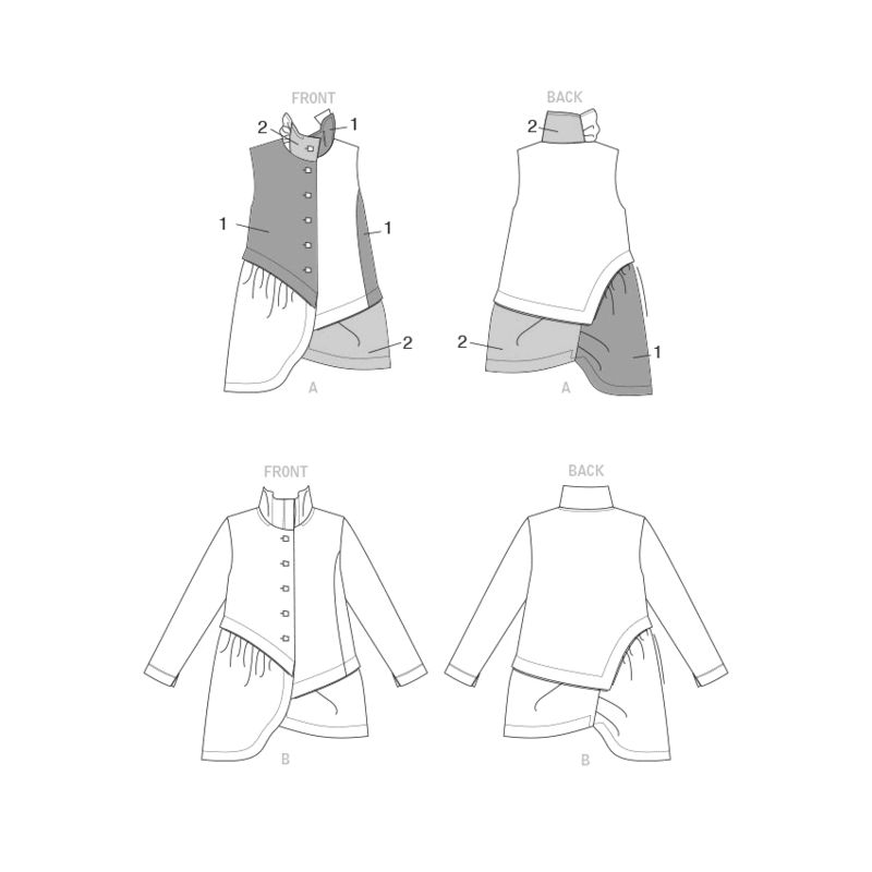 Patron Vogue 1817 F5 - Veste femme asymétrique avec col montant