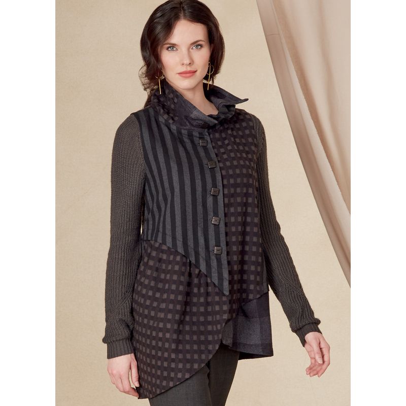 Patron Vogue 1817 F5 - Veste femme asymétrique avec col montant