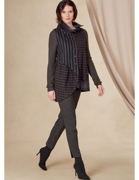 Patron Vogue 1817 F5 - Veste femme asymétrique avec col montant