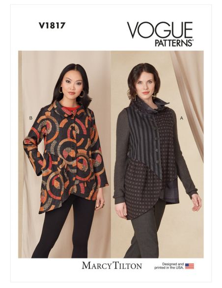 Patron Vogue 1817 F5 - Veste femme asymétrique avec col montant