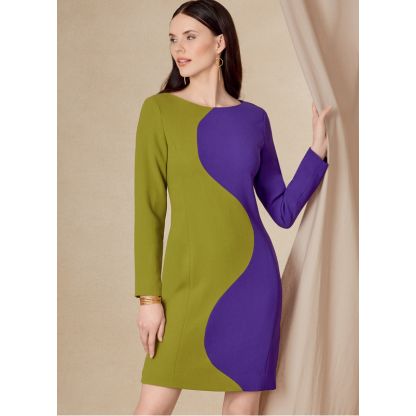 Patron Vogue 1819 B5 - Robe droite à découpe frontale asymétrique 2