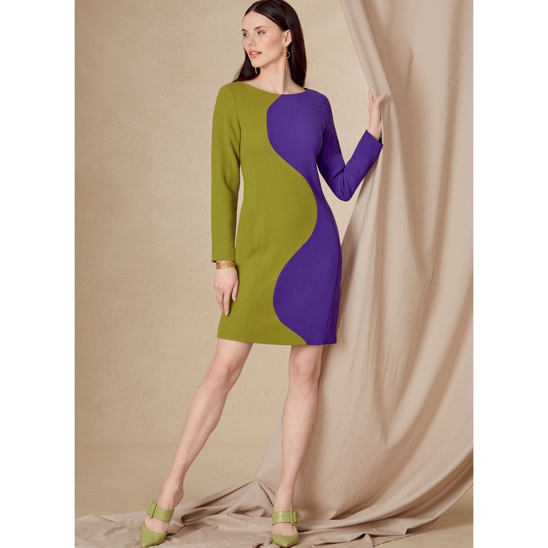 Patron Vogue 1819 F5 - Robe droite à découpe frontale asymétrique