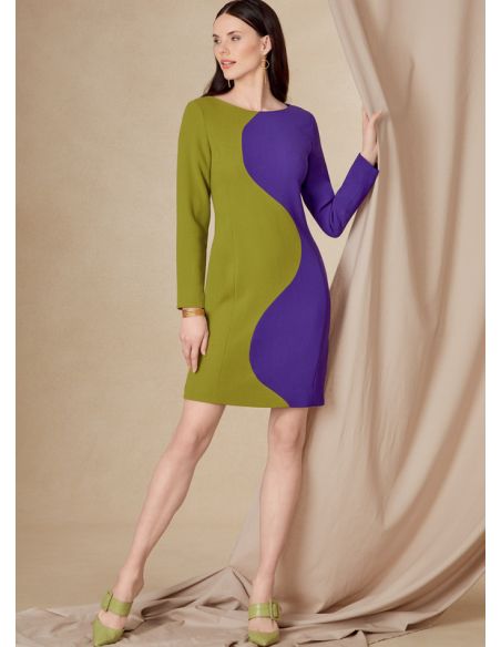 Patron Vogue 1819 F5 - Robe droite à découpe frontale asymétrique