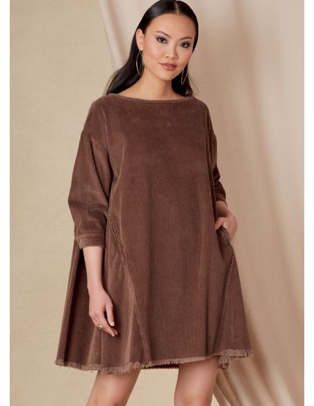 Patron Vogue 1821 A - Robe évasée mi-longue à épaules basses