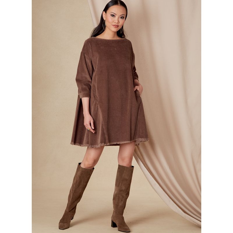 Patron Vogue 1821 A - Robe évasée mi-longue à épaules basses