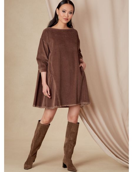 Patron Vogue 1821 A - Robe évasée mi-longue à épaules basses