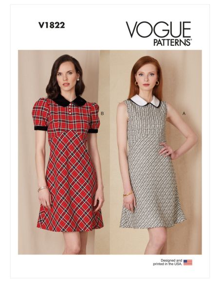 Patron Vogue 1822 F5 Robe empire a col Claudine