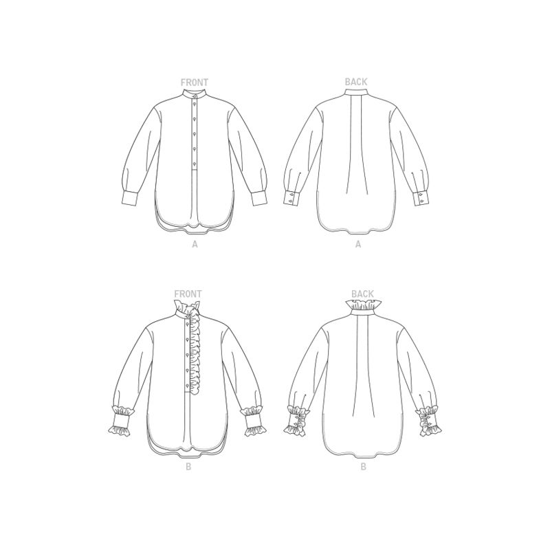 Patron Vogue 1823 B5 - Chemise femme large, col montant, option volants