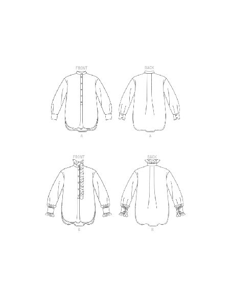 Patron Vogue 1823 B5 - Chemise femme large, col montant, option volants