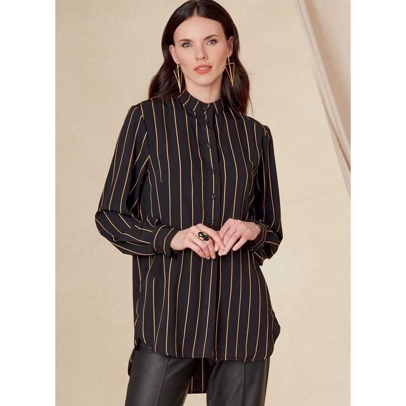 Patron Vogue 1823 B5 - Chemise femme large, col montant, option volants