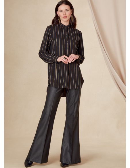 Patron Vogue 1823 B5 - Chemise femme large, col montant, option volants