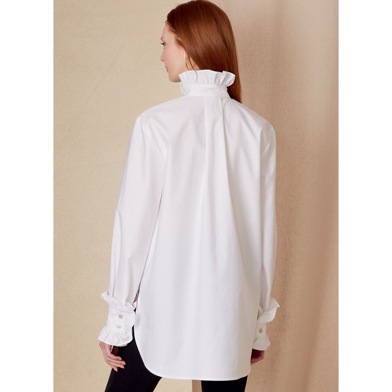 Patron Vogue 1823 B5 - Chemise femme large, col montant, option volants