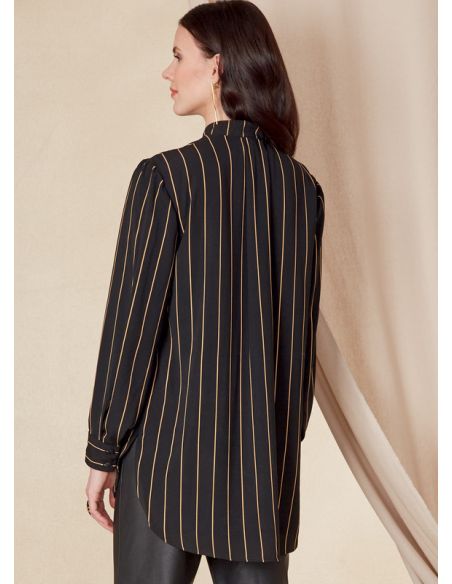 Patron Vogue 1823 B5 - Chemise femme large, col montant, option volants