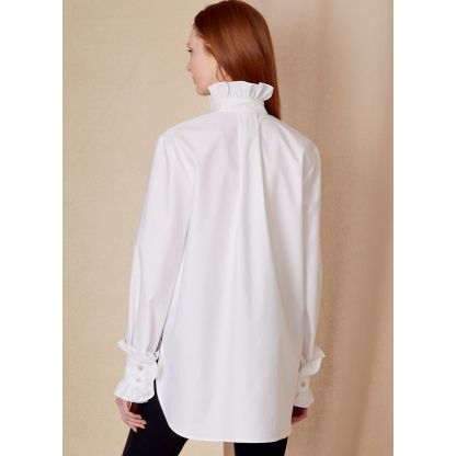 Patron Vogue 1823 F5 - Chemise femme large, col montant, option volants 2