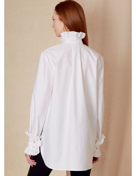 Patron Vogue 1823 F5 - Chemise femme large, col montant, option volants