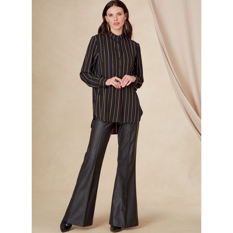 Patron Vogue 1823 F5 - Chemise femme large, col montant, option volants