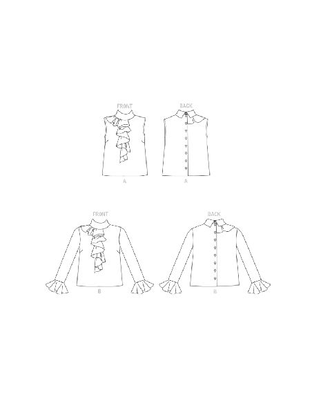 Patron Vogue 1824 B5 - Top femme cintré avec col montant et jabot frontal