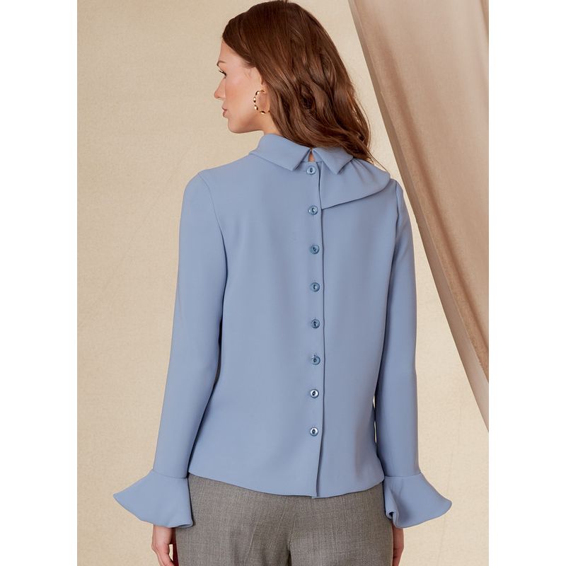 Patron Vogue 1824 B5 - Top femme cintré avec col montant et jabot frontal