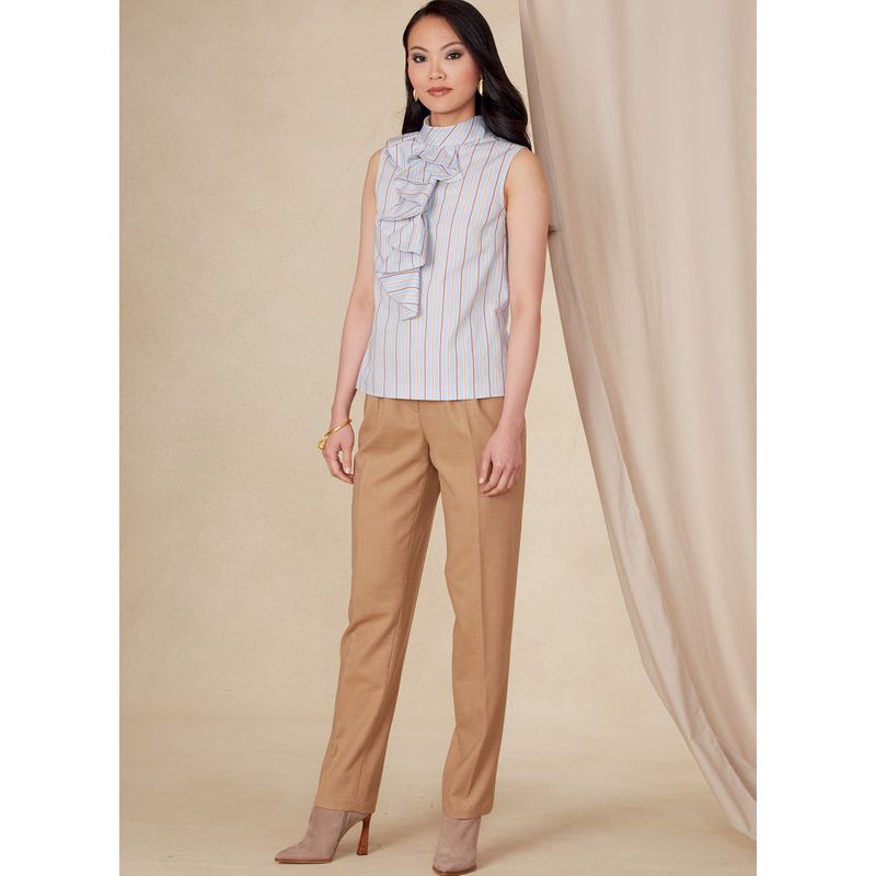 Patron Vogue 1824 F5 - Top femme cintré avec col montant et jabot frontal