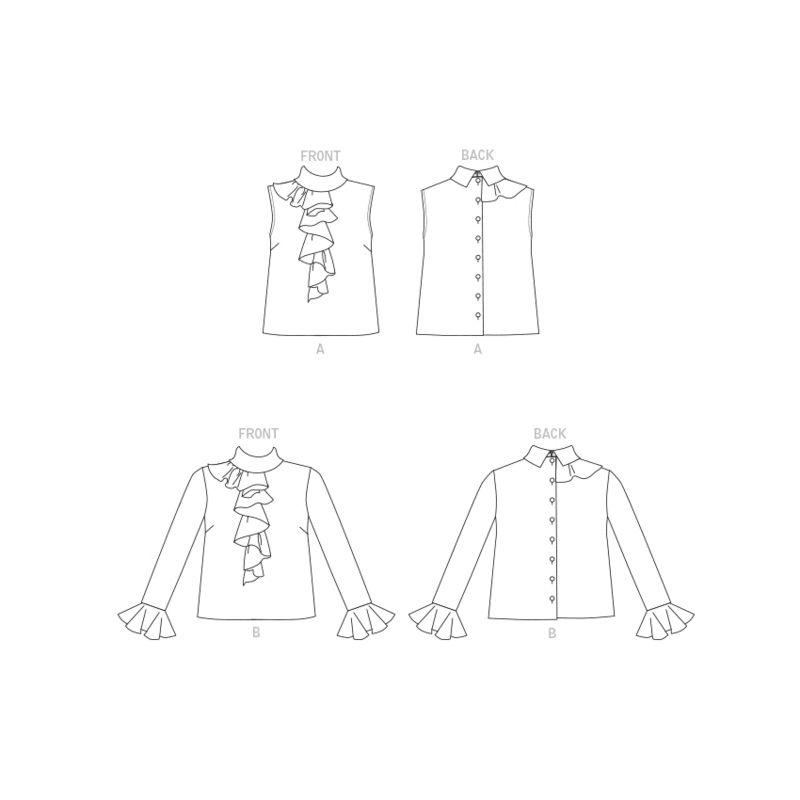 Patron Vogue 1824 F5 - Top femme cintré avec col montant et jabot frontal