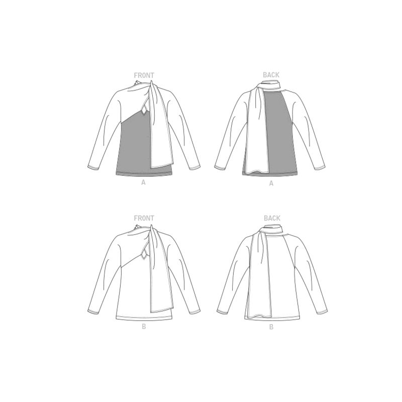 Patron Vogue 1825 A - Top femme en tricot à col écharpe