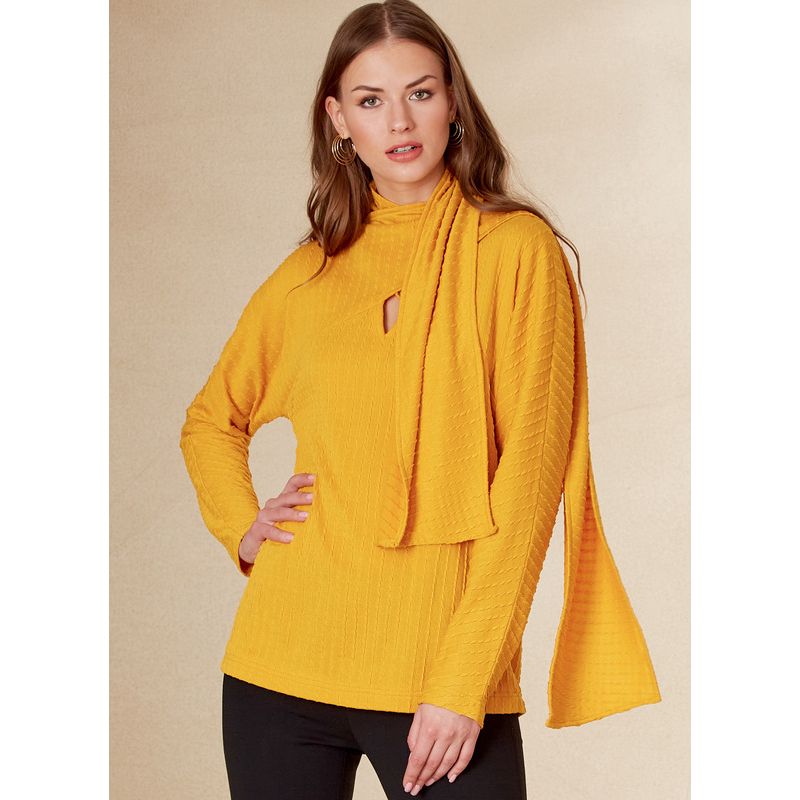 Patron Vogue 1825 A - Top femme en tricot à col écharpe